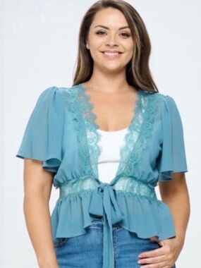 Semi sheer Lace Detail Top/Jacket